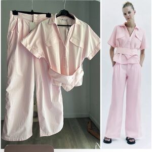 NWT Zara co-ord set pale pink